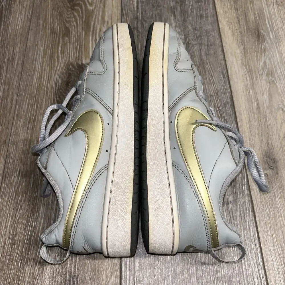 Nike Court Borough Low 2 BQ5448-013 Youth US Size 6Y Gray Gold Sneaker Shoes